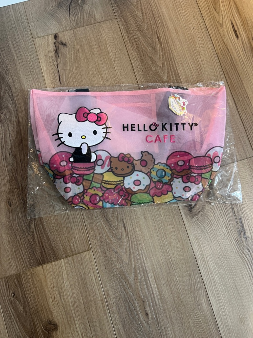 Hello Kitty Pink Café Mesh bag tote with Dessert Print NWT